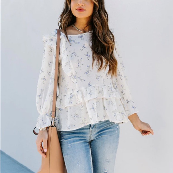 NWT- Pippa Floral Ruffle Blouse - Picture 2 of 4